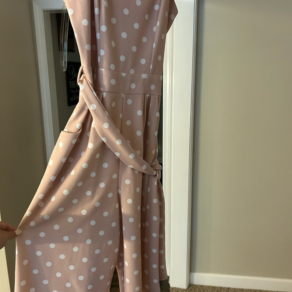 Emerald Sundae Pink and White Polka Dot Jumpsuit